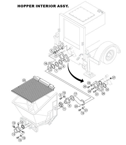 Hopper Interior Assembly Parts-LS400, LS500 DEUTZ F4L2011, BF4L2011 Diesel Engine