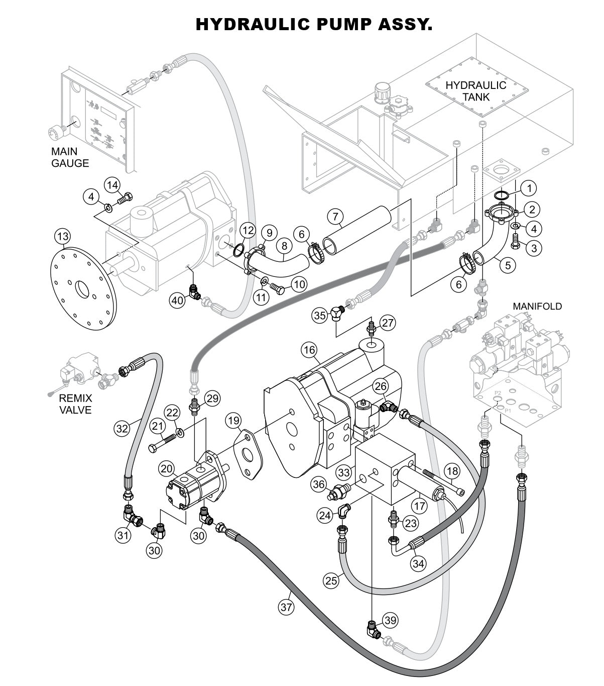 Hydraulic Pump Assembly Parts-LS400, LS500 DEUTZ F4L2011, BF4L2011 Diesel Engine
