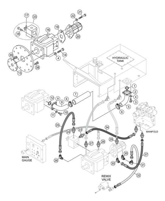 LS-60TD Hydraulic Pump Assembly (New Style) Parts