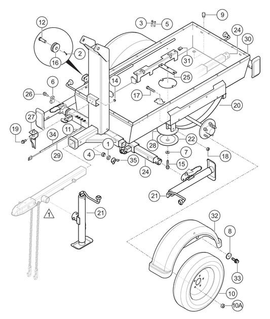 LT6K5 50 HZ Tub/Trailer Assembly Parts By Multiquip
