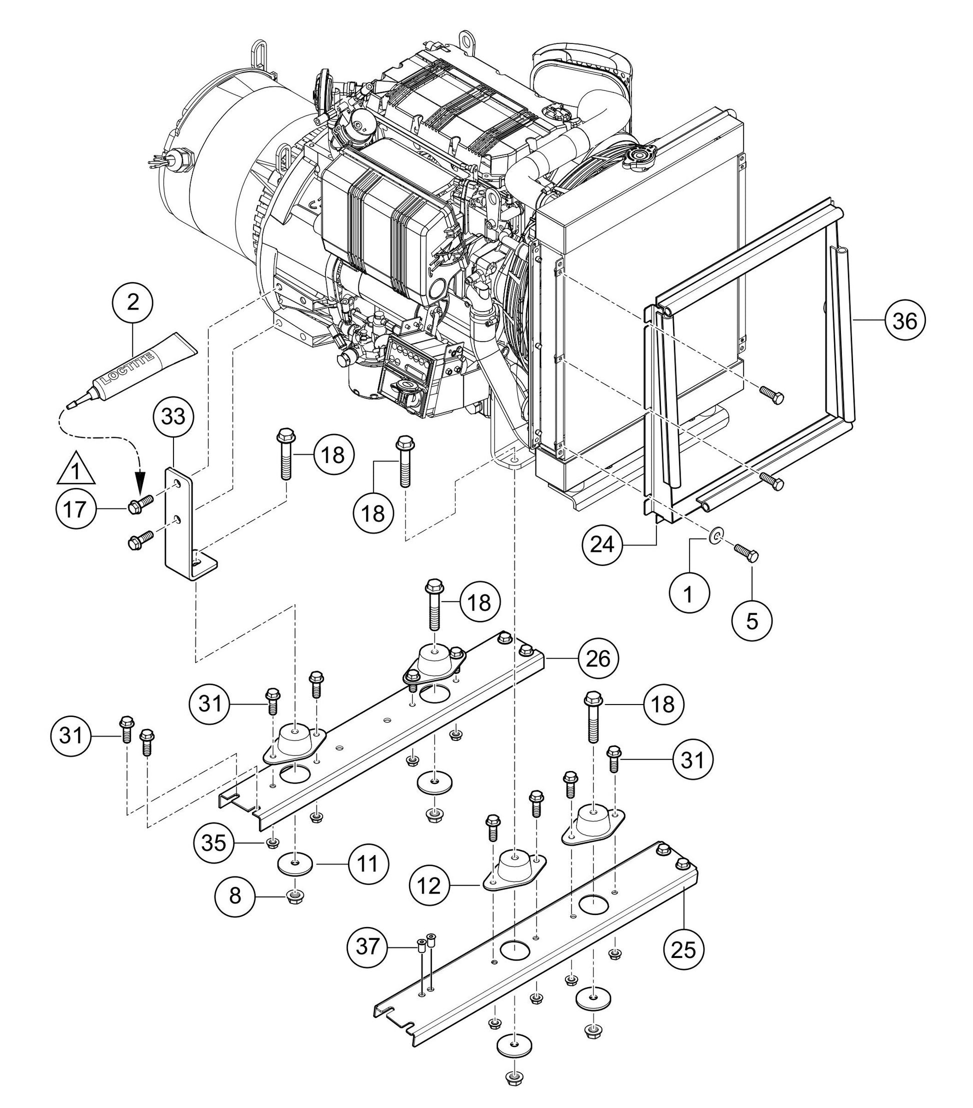 LT6KV 60 HZ Engine Mounting Assembly Parts By Multiquip