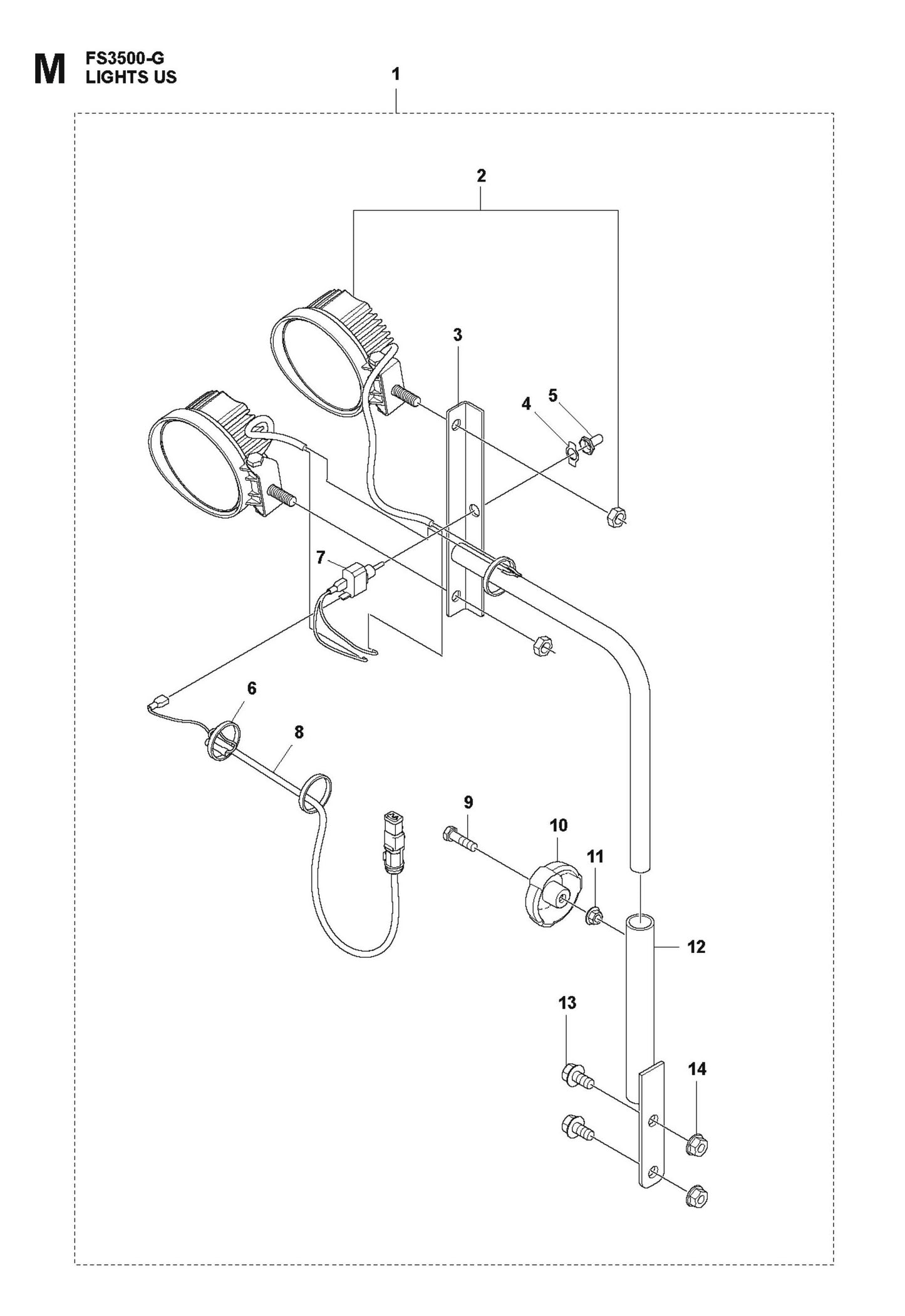 Lights US Parts for FS3500 G II By Husqvarna