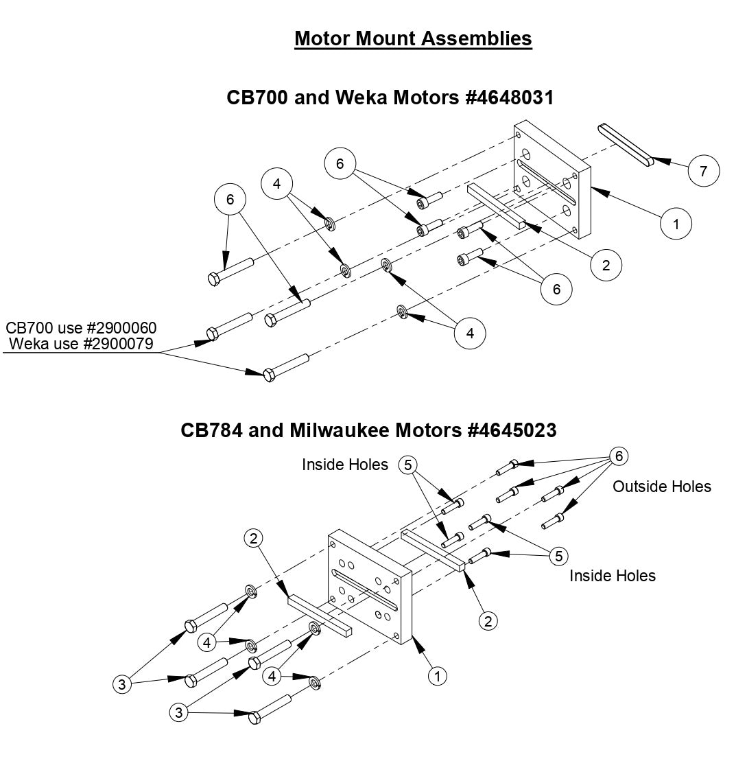 M-1 Motor Mount Assemblies (CB784 and Mikwaukee Motors)