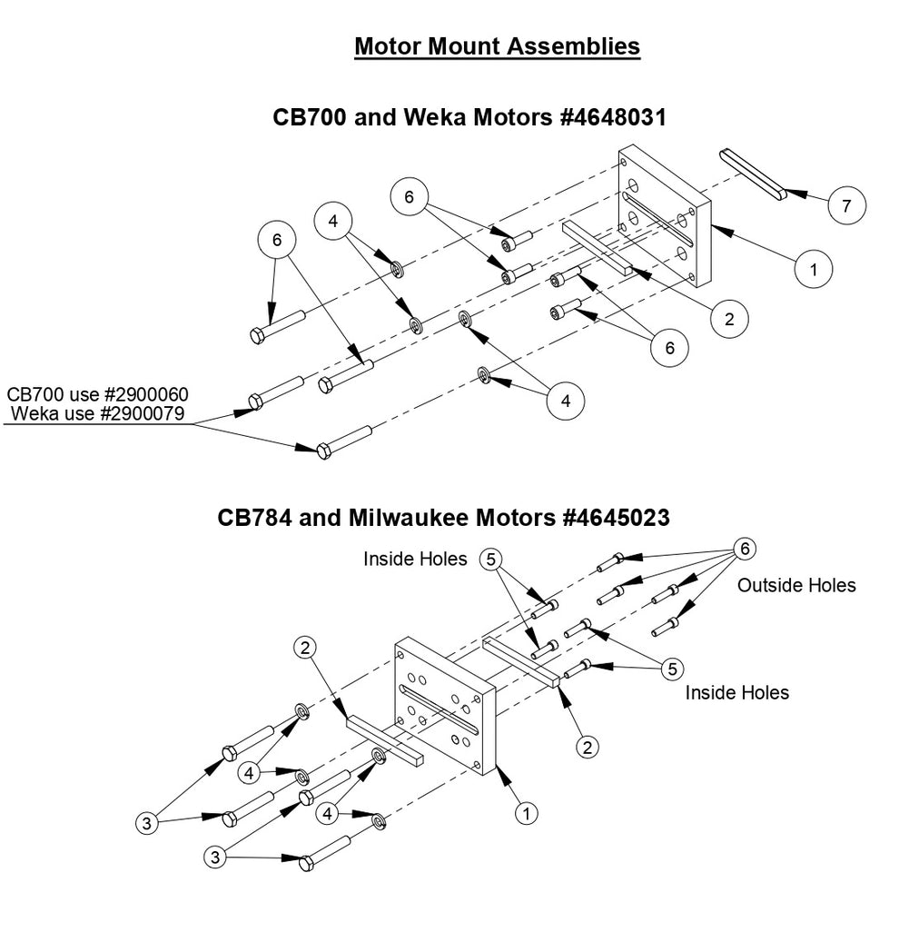 M-1 Motor Mount Assemblies (CB784 and Mikwaukee Motors)