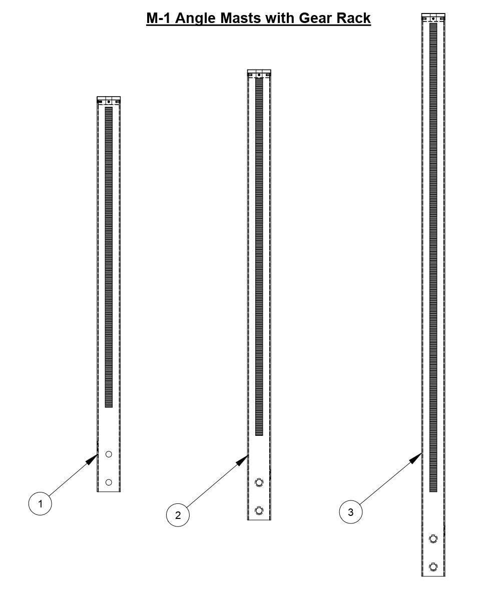 M-1 Angle Masts with Gear Rack