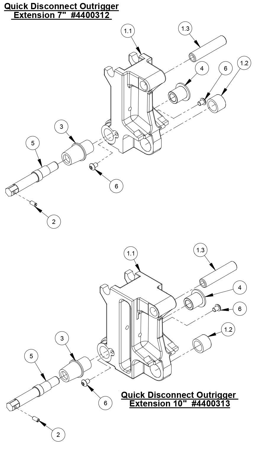 M-2 Quick Disconnect Outrigger Extension 7"