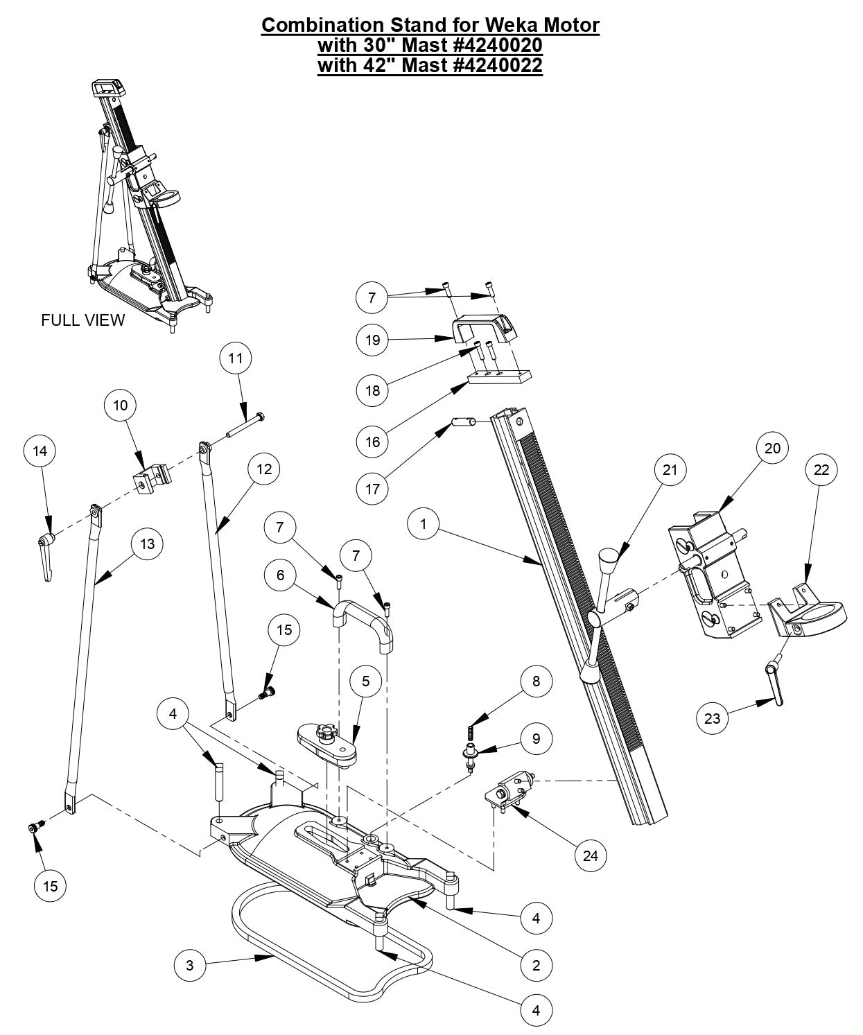 M-4 Combination Stand for Weka Motors with 30&quot; &amp; 42&quot; Masts
