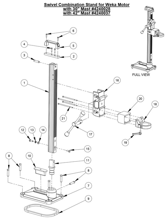 M-4 Swivel Combination Stand for Weka Motor with 30&quot; &amp; 42&quot; Mast