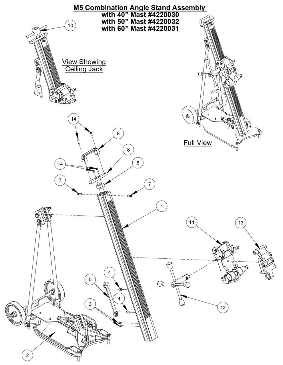 M-5 Combination Angle Stand Assembly 40", 50" &amp; 60" Mast