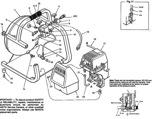 Air Compressor Assembly Parts For MAC1000 Air Compressor By Makita