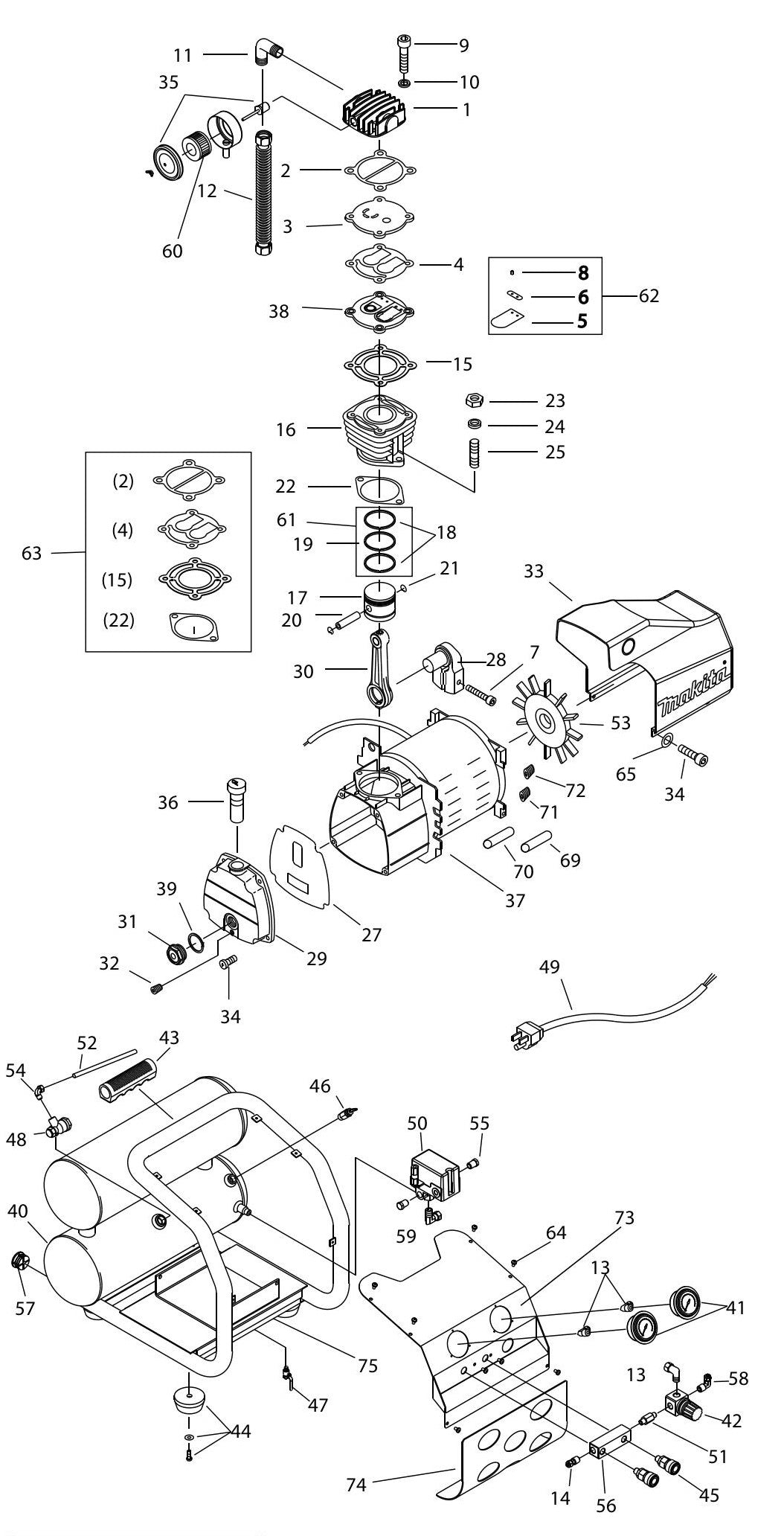 MAC2400 Air Compressor Assembly Parts