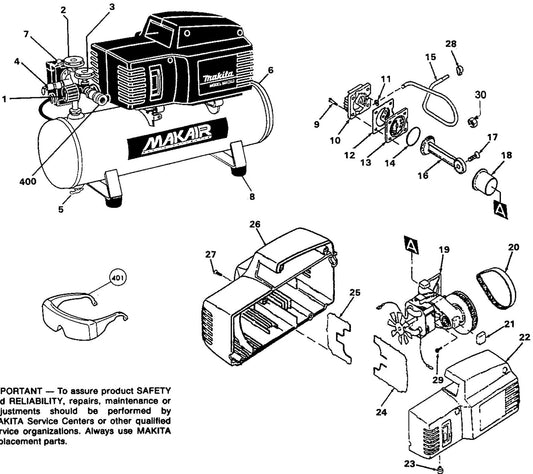 Air Compressor Assembly Parts For MAC500 Air Compressor By Makita