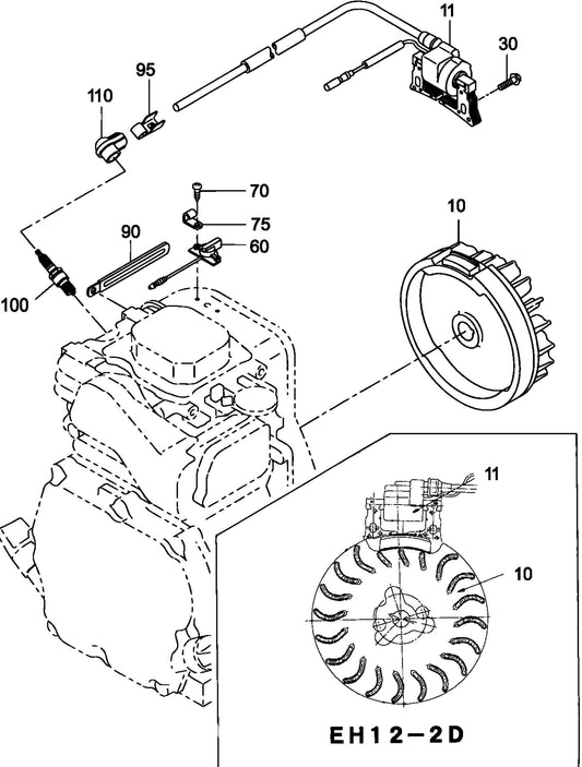 MT74FAF Robin EH-12-2D46051 Engine Magneto Assembly Parts
