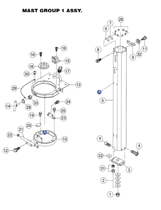 GBX12SK, GBX24BK GloBug Lighting System Mast Group 1 Assembly Parts by Multiquip