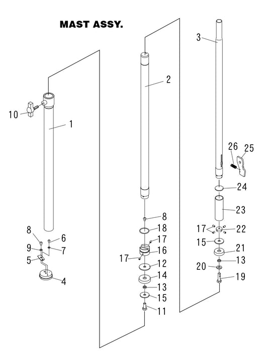 GB8LED GloBug Lighting System Mast Assembly Parts by Multiquip