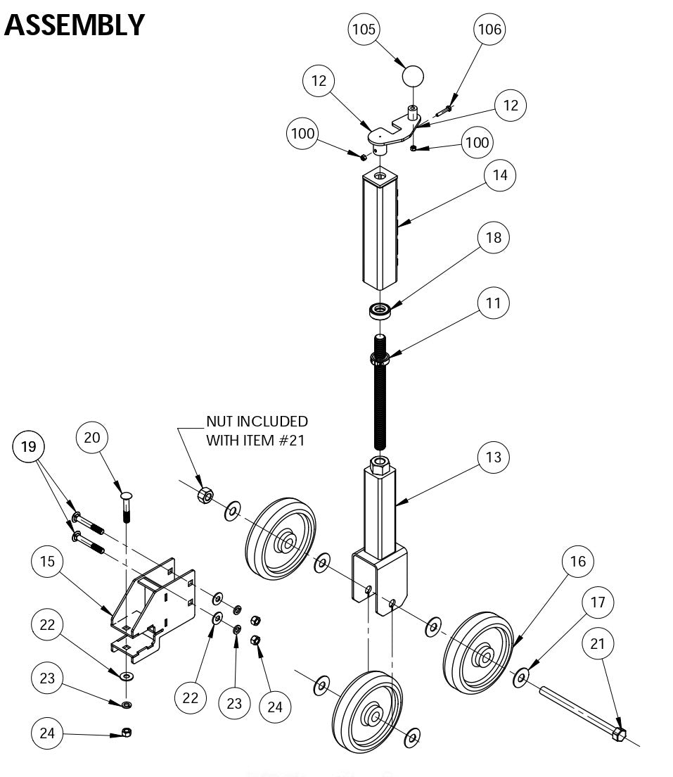 MC-550 Rear Wheel Assembly Parts By Miller Curber