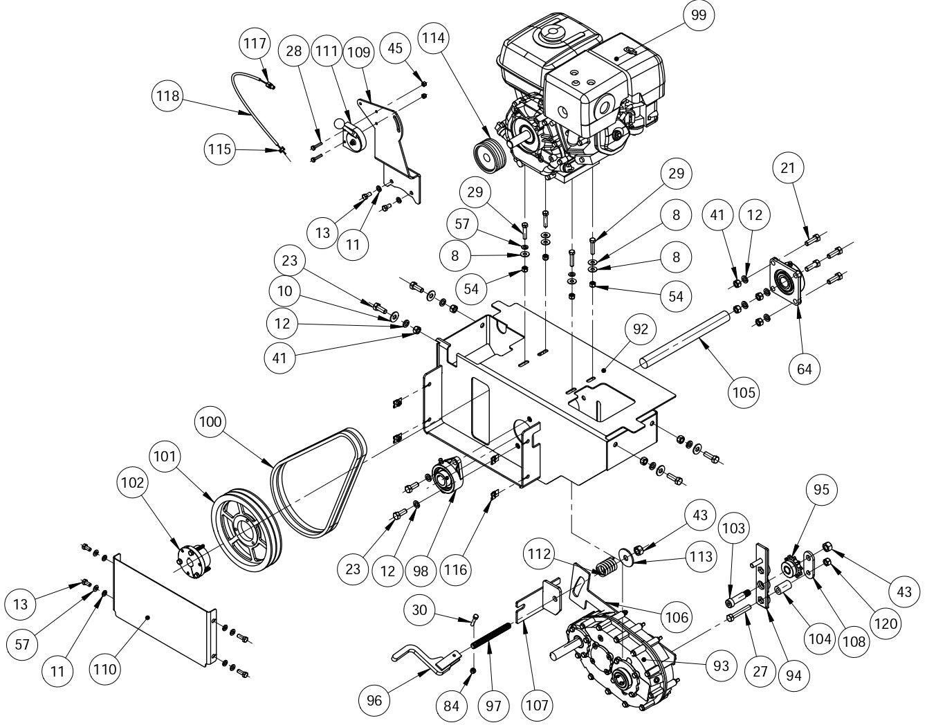MC-650 Drive Transmission Assembly Parts By Miller Curber