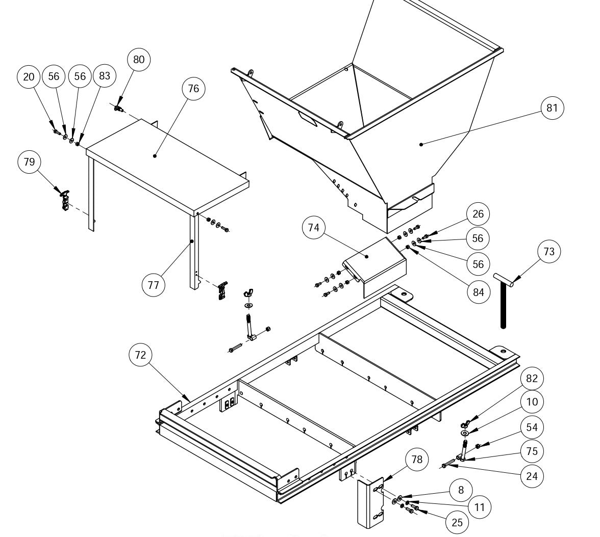 MC-650 Frame Hopper Assembly Parts By Miller Curber