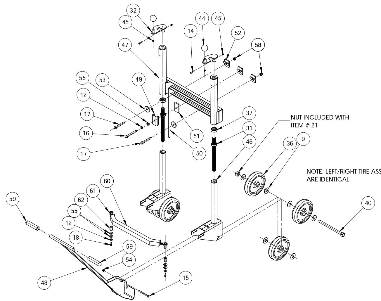MC-650 Front Wheel Assembly Parts By Miller Curber