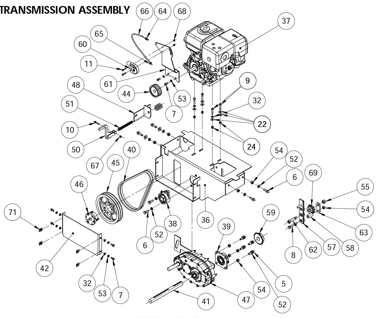 MC-655 Drive-Transmission Assembly Parts By Miller Curber