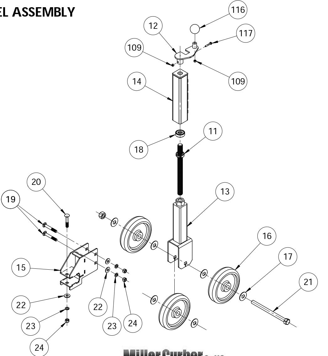 MC-750 Rear Wheel Assembly Parts By Miller Curber