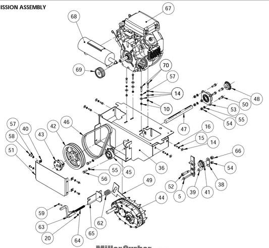 MC-850 Drive Transmission Assembly Parts By Miller Curber