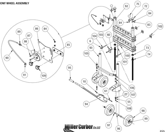 MC-850 Front Wheel Assembly Parts By Miller Curber