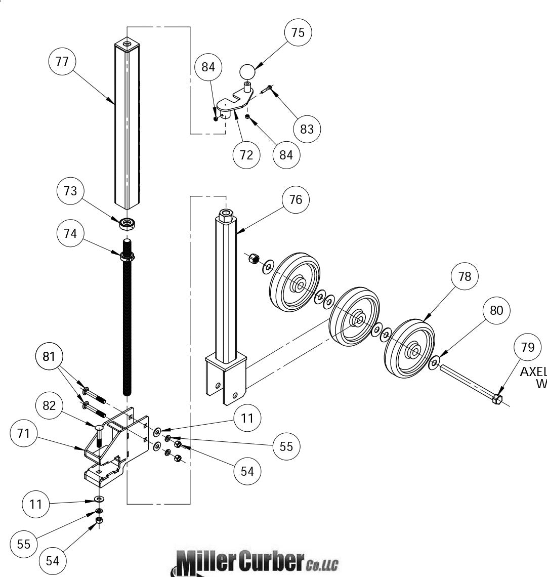 MC-850 Rear Wheel Assembly Parts By Miller Curber