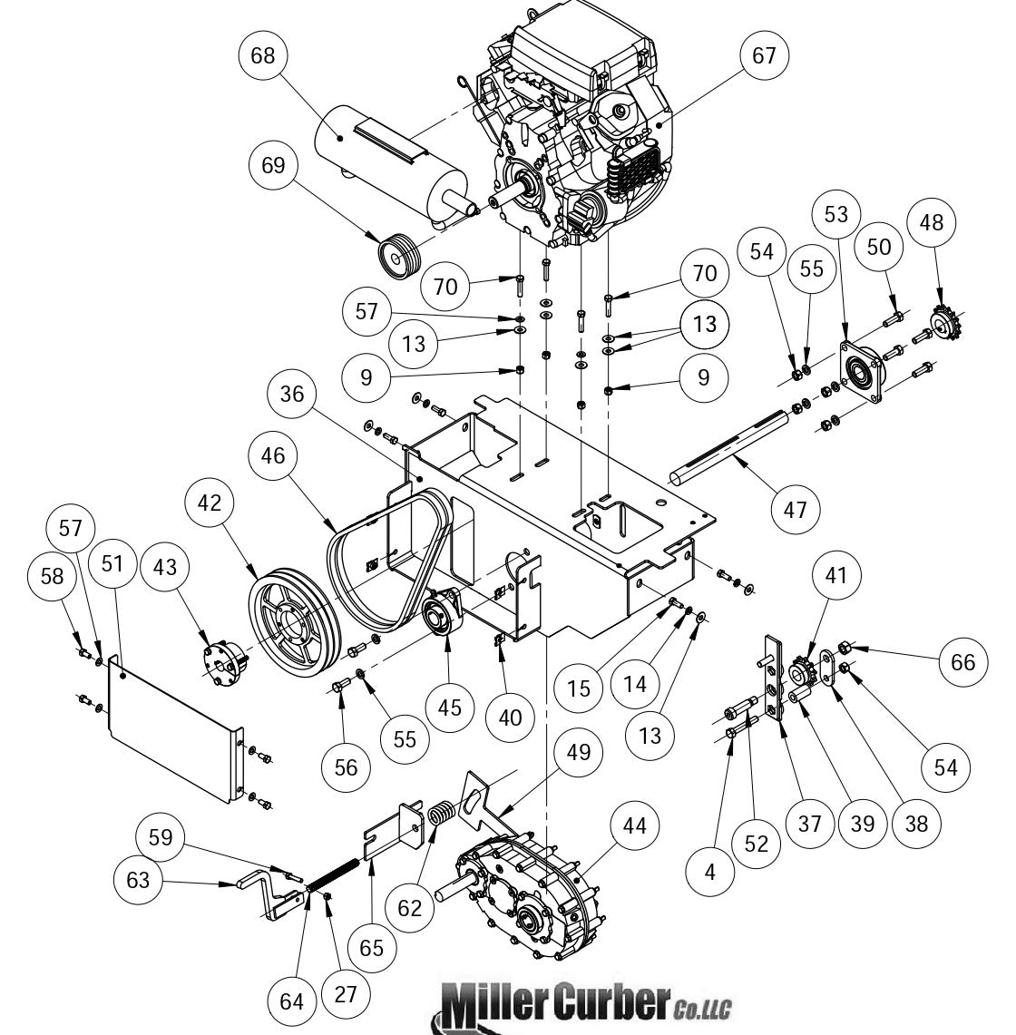 MC-900 Drive Transmission Assembly Parts By Miller Curber