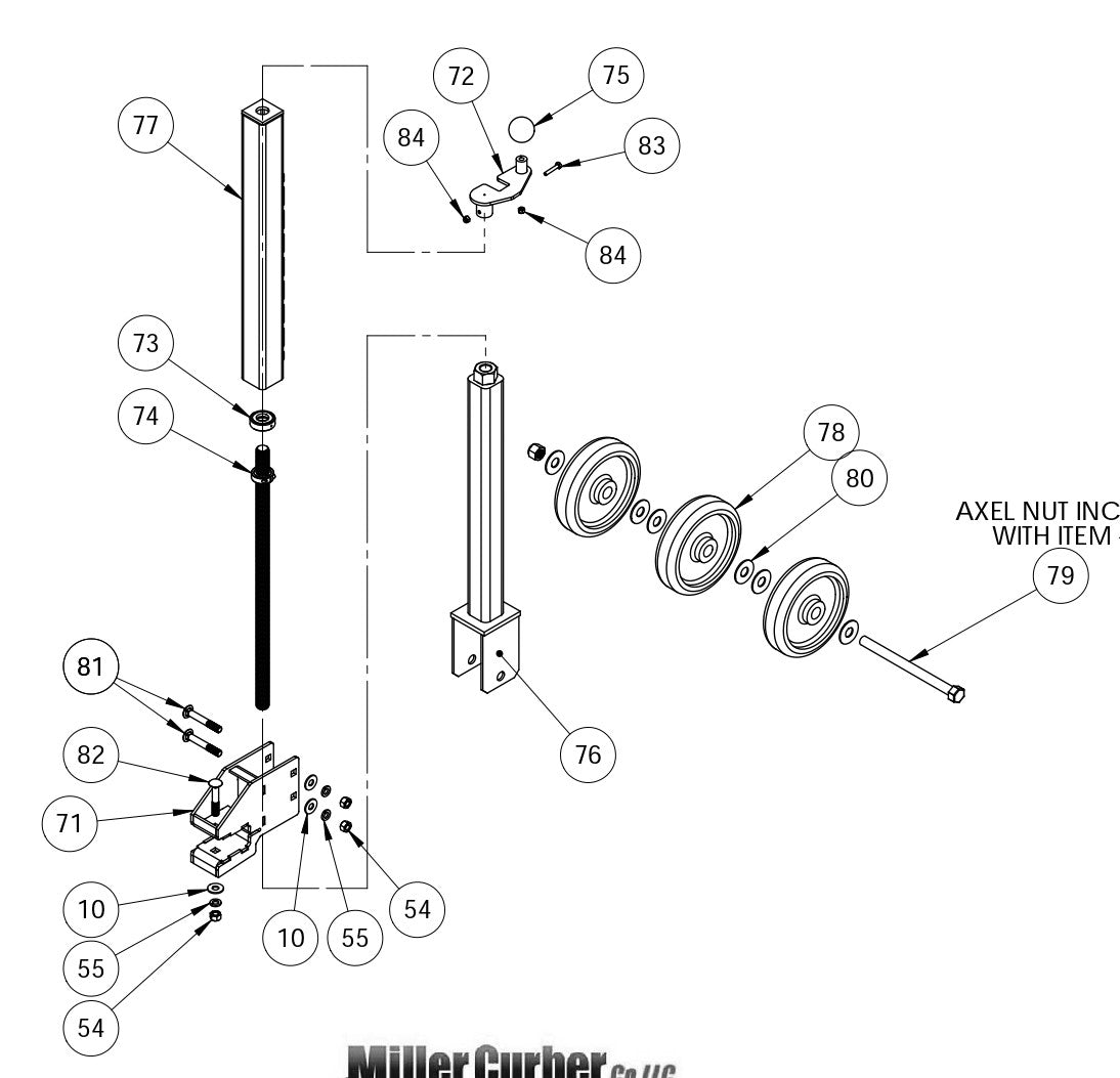 MC-900 Rear Wheel Assembly Parts By Miller Curber