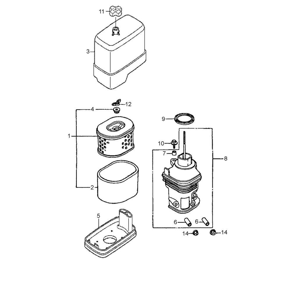 Air Cleaner Assembly Parts- MC12PH HONDA GX340UT2QA2/GX340UT2QAP2 Gasoline Engine