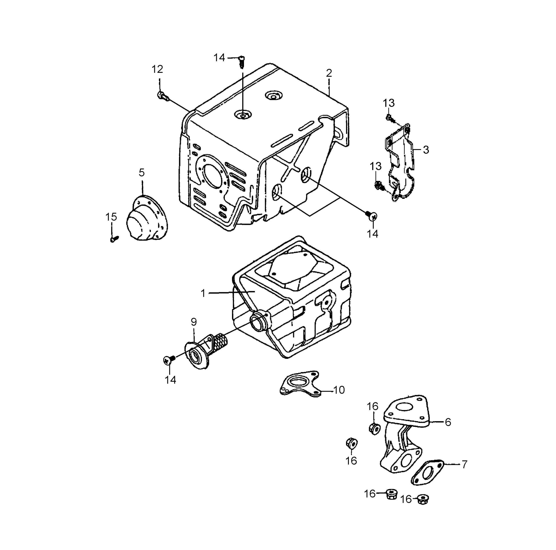Muffer Assembly Parts- MC12PH HONDA GX340UT2QA2/GX340UT2QAP2 Gasoline Engine