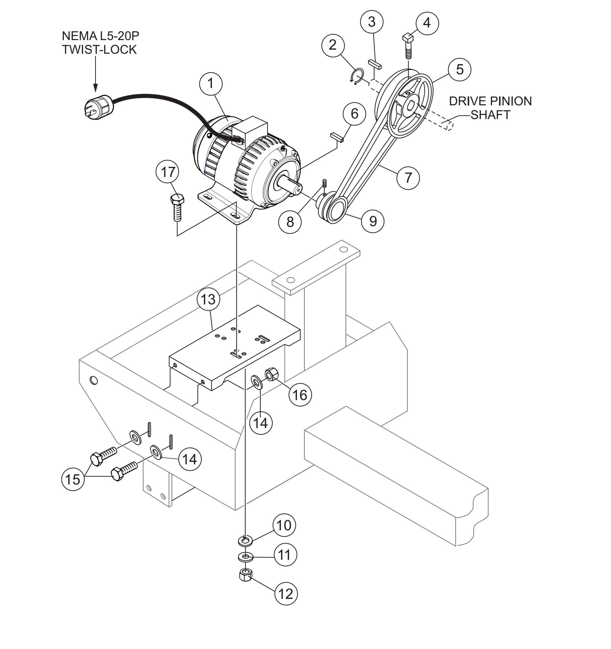 Electric Motor Mounting Plate Assembly Parts- MC44SH, MC44SE Concrete Mixer Honda GX120 Series Gasoline Engine