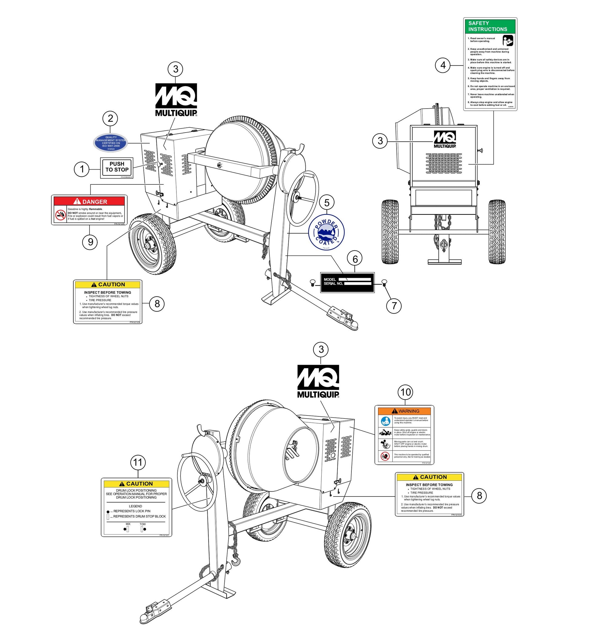 Nameplate And Decals Assembly Parts- MC64SK,MC64PK Kohler CH395 9.5HP Gasoline Engine