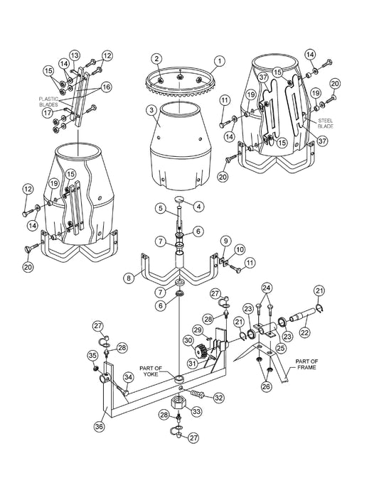 Plastic Barrel Assembly Parts- MC64SK,MC64PK Kohler CH395 9.5HP Gasoline Engine