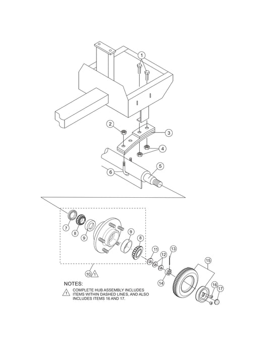 Axle Assembly Parts- MC64SH,MC64PH,MC64SE,MC64PE Honda GX160/GX240 Gasoline Engines and 1.5 HP Electric Motor
