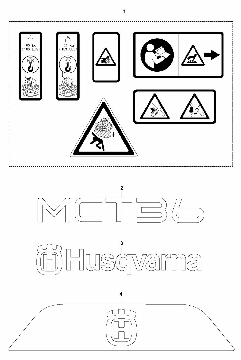 MCT 36-5 Decals Assembly Parts by Husqvarna