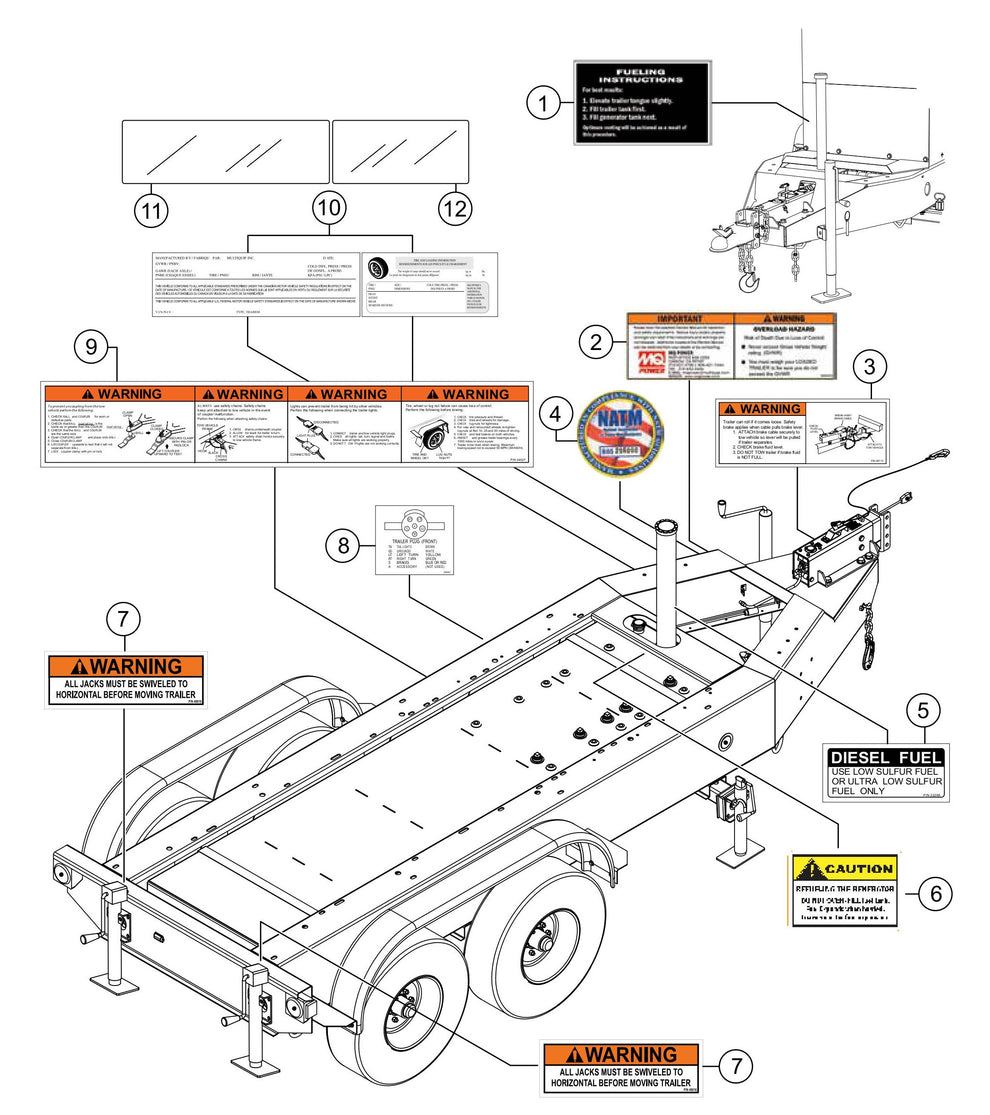 MLT25 Nameplate and Decals Assembly (Trailer) Parts