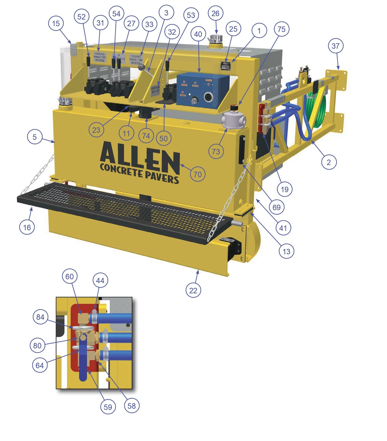 TRTP255T4 Triple Roller Tube Pavers Motor End Assembly-1 Parts by Allen Engineering