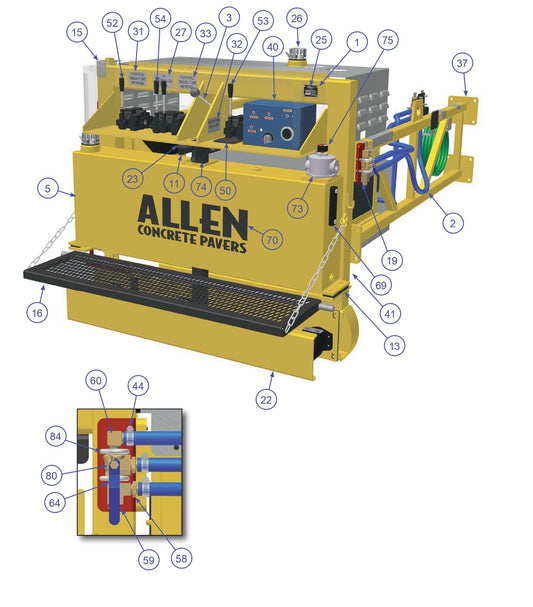 TRTP255T4 Triple Roller Tube Pavers Motor End Assembly-1 Parts by Allen Engineering