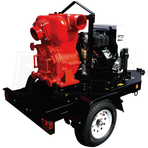 Multiquip MQ62TKT 1190 GPM 6&quot; Trailer Mount Electric Start Diesel Trash Pump w/ 28Gallon Fuel Cell