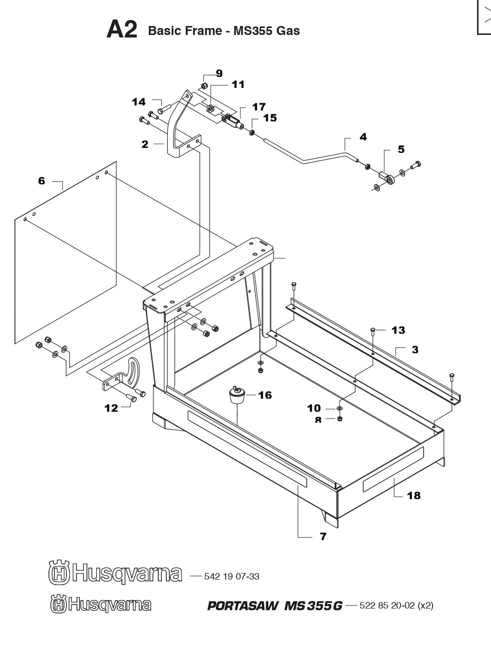 MS355-G  Basic Frame Gas Assembly Parts By Husqvarna