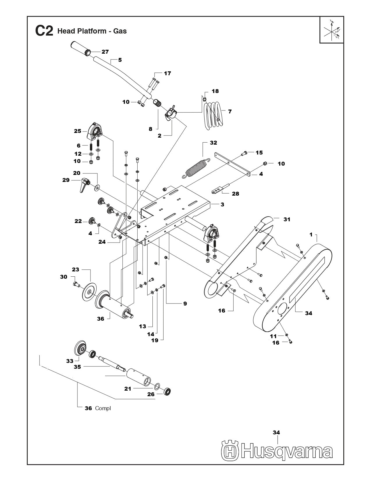MS355 G Head Platform - Gas Assembly Parts By Husqvarna