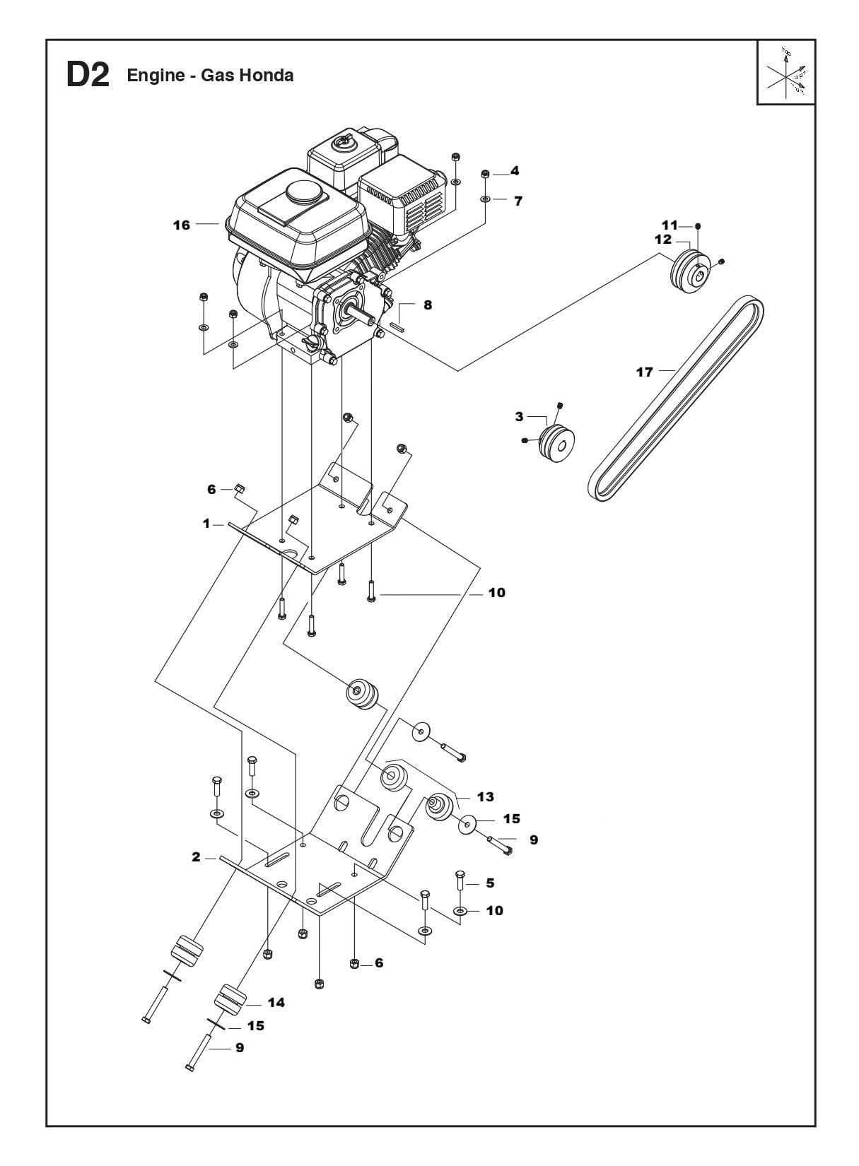 MS355 G Engine - Gas Honda  Assembly Parts By Husqvarna