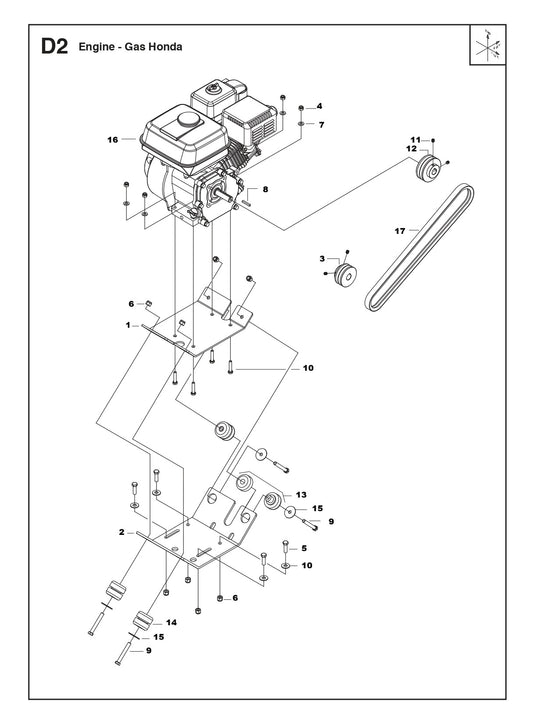 MS355 G Engine - Gas Honda  Assembly Parts By Husqvarna