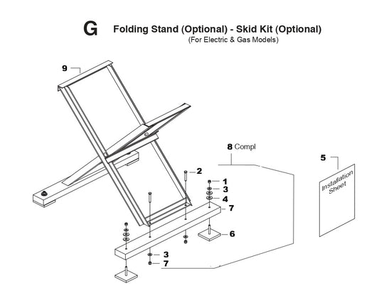 MS355, MS355 G Folding Stand, Skid Kit Assembly Parts By Husqvarna