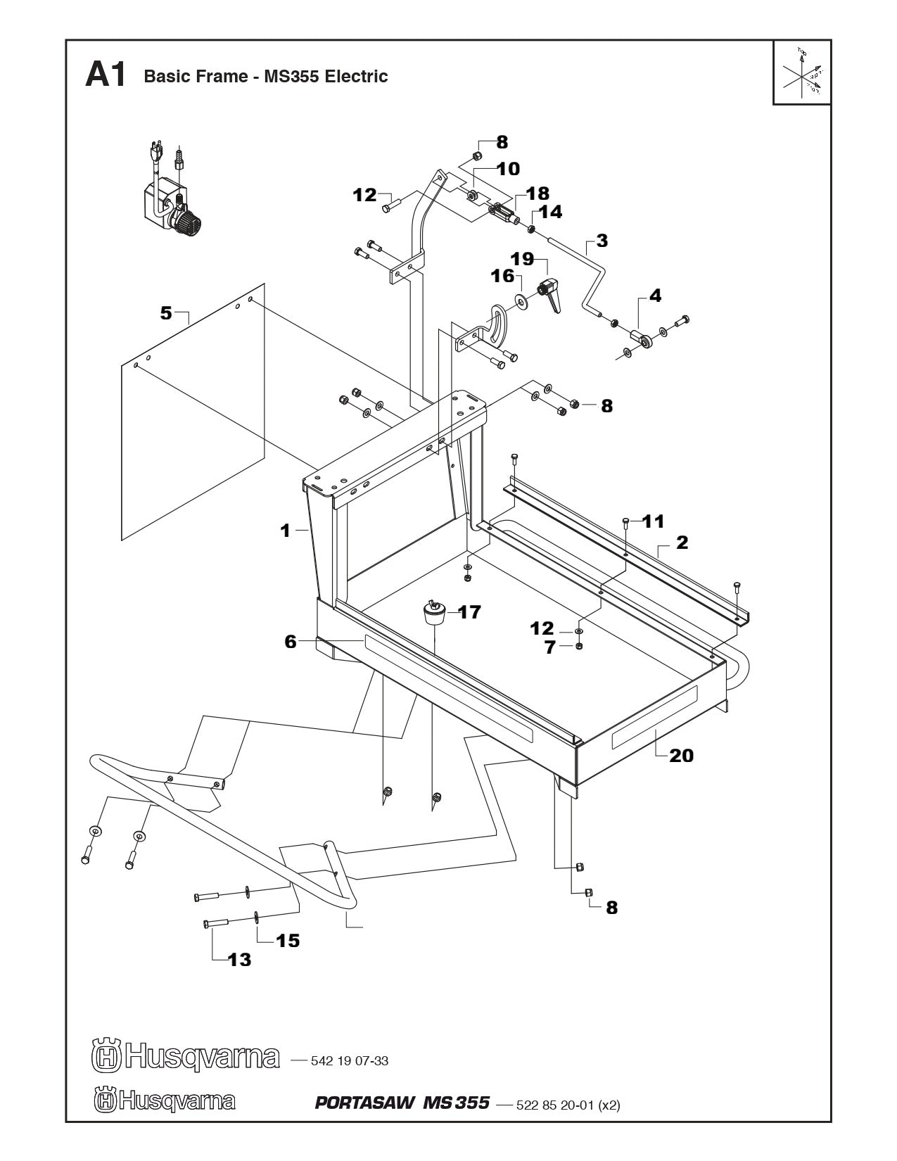 MS355  Basic Frame -Electric Assembly Parts By Husqvarna