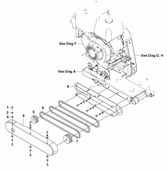 MS 510 Pulleys and Belts Assembly-3 Parts