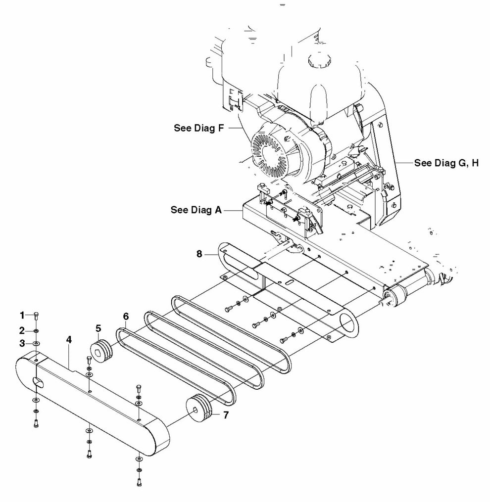 MS 510 Pulleys and Belts Assembly-3 Parts