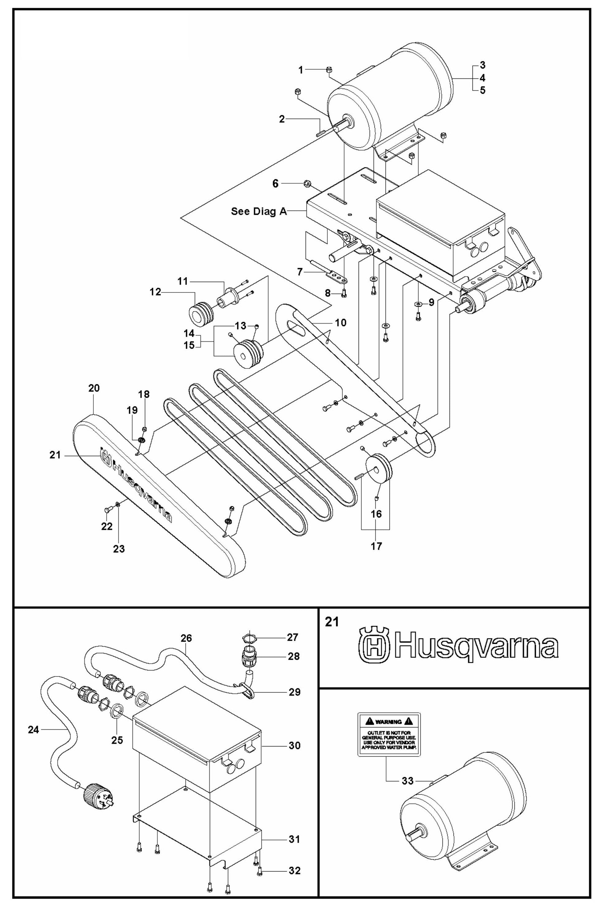 MS 610 Electric Motor, Pulleys and Belts Assembly-2 Parts